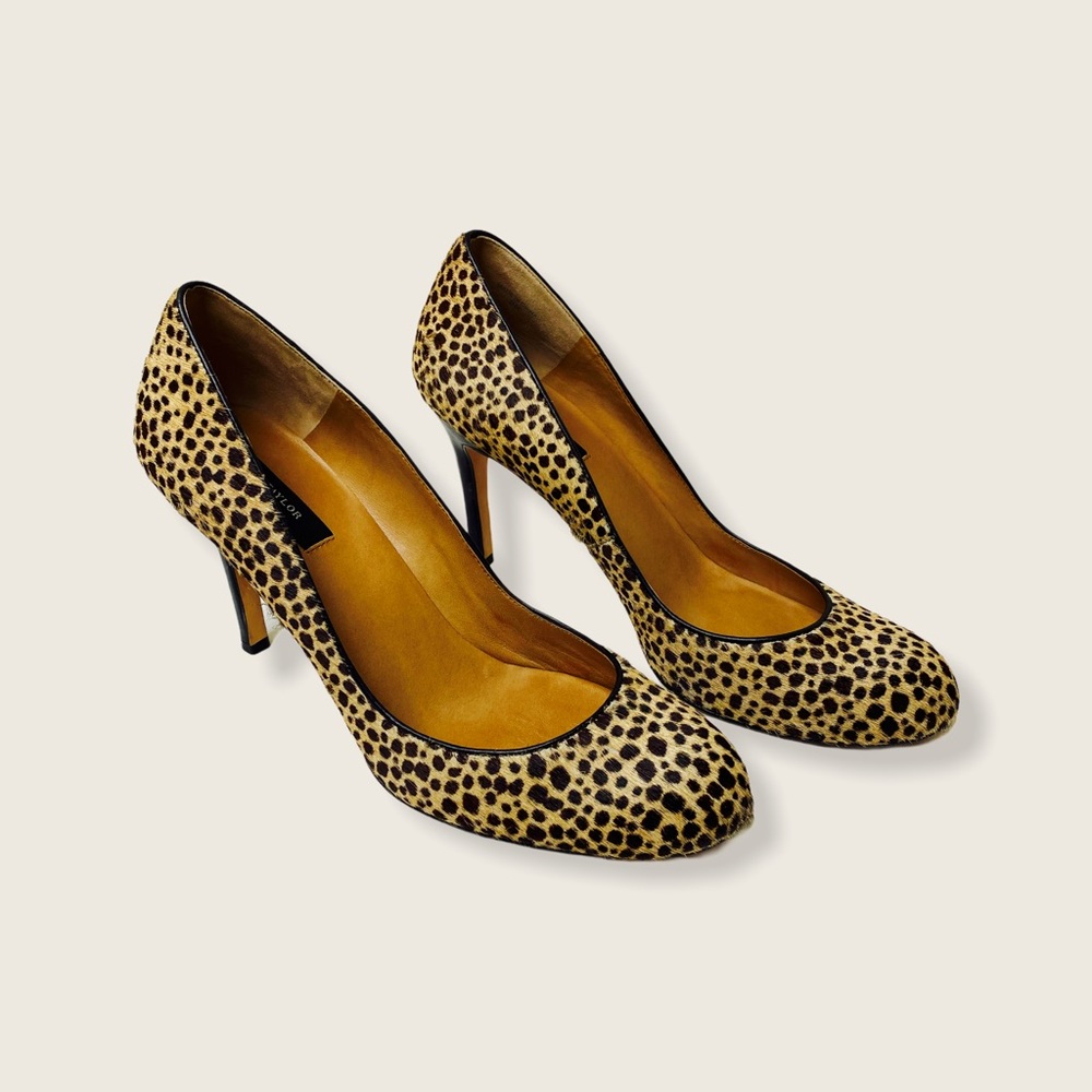 Ann Taylor Calf Hair Leopard Print Heels 8M Classic